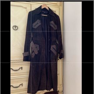 Suede trench coat